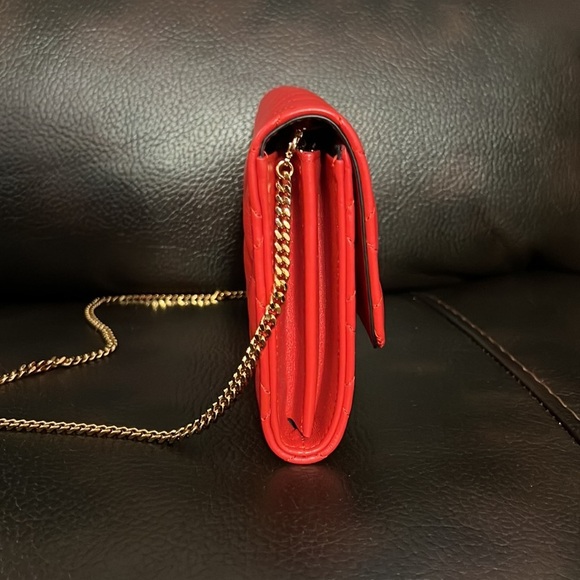 SALE!! Versace red nappa icon medusa logo leather evening bag or wallet on chain - Picture 10 of 14